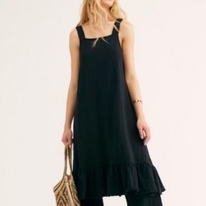 Free People Beach Dream of You Sleeveless Flowy Midi Dress in Black Size Small
